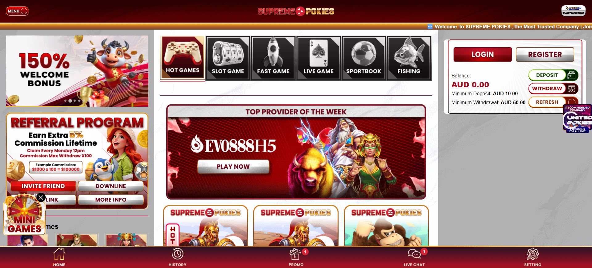Supreme Pokies Casino