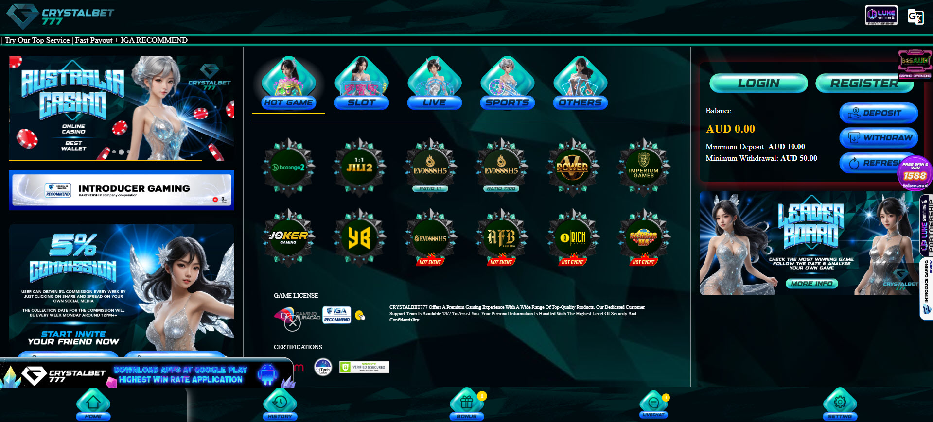 Crystalbet777 Casino