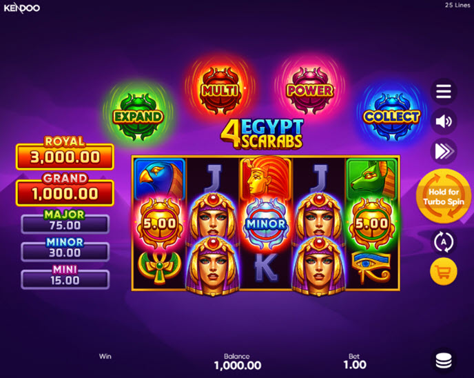 4 Egypt Scarabs: Hold and Win