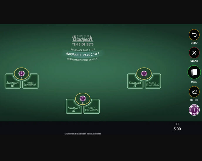 Multi Hand Blackjack Ten Side Bets