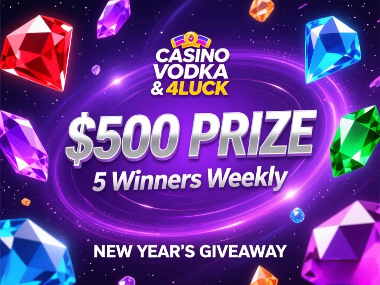 Новогодняя серия розыгрышей 160 000 рублей от Vodka Bet Casino для участников 4LUCK