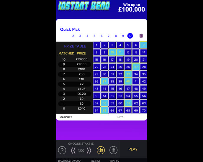 Instant Keno (Gamevy)