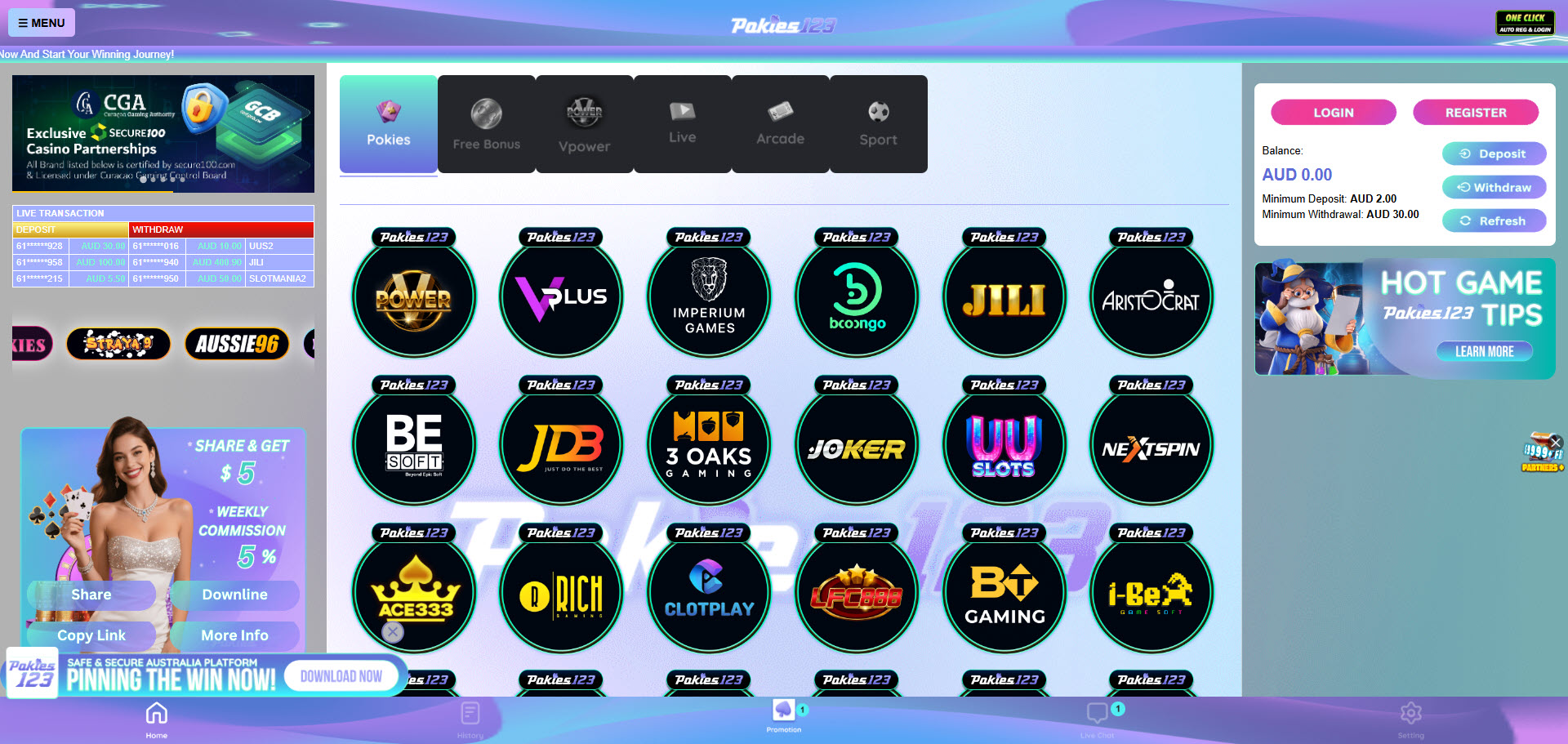 Pokies123 Casino