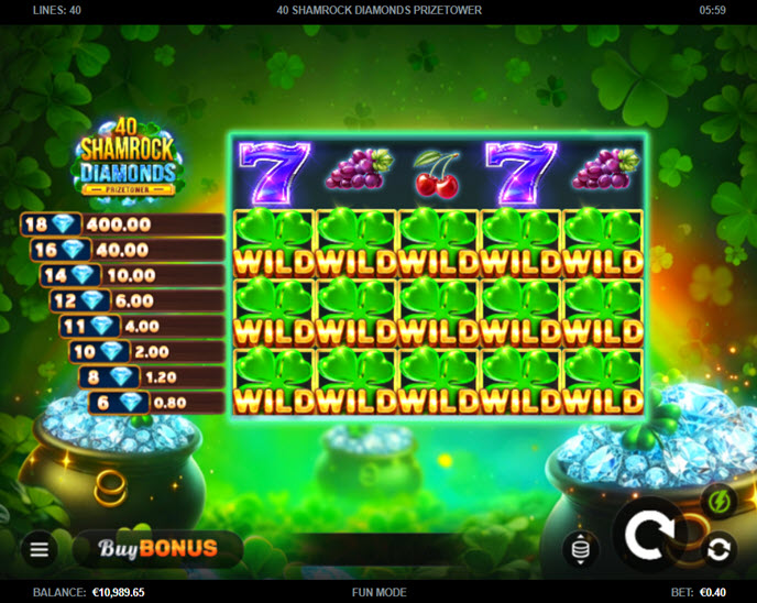 40 Shamrock Diamonds PrizeTower